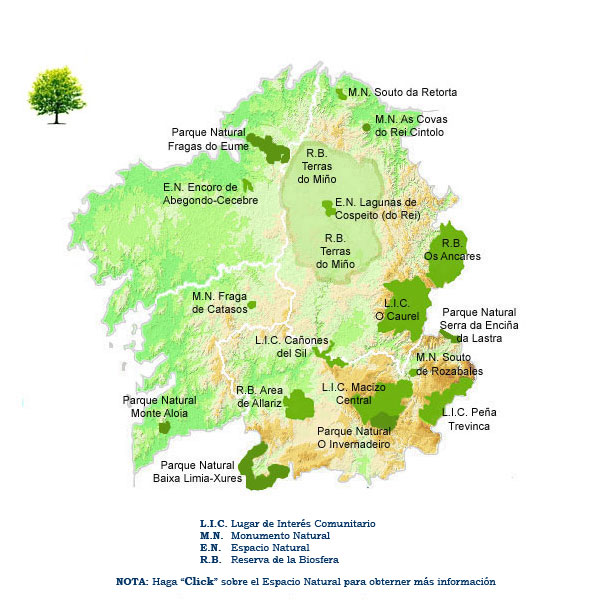 Mapa de Espacios Naturalesde Galicia
